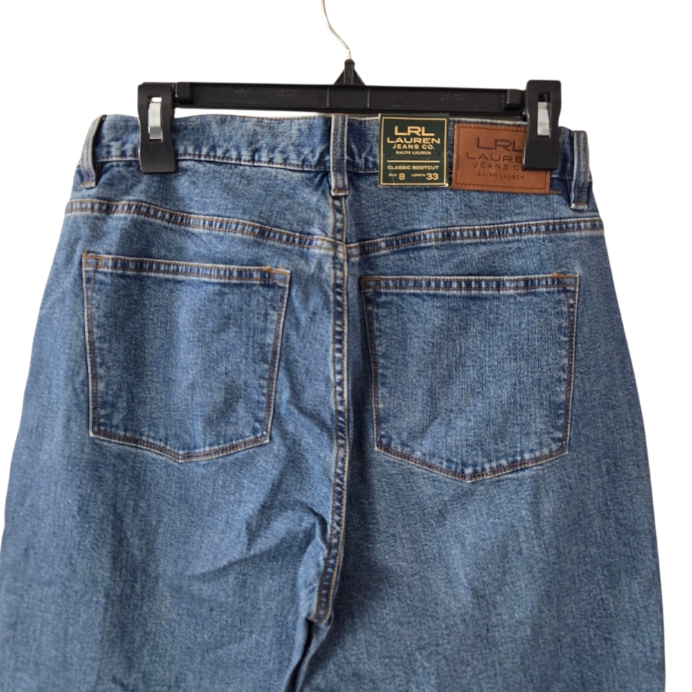 NWT Lauren Ralph Lauren Women's Blue High-Rise Classic Bootcut Jean Stanton Sz 8
